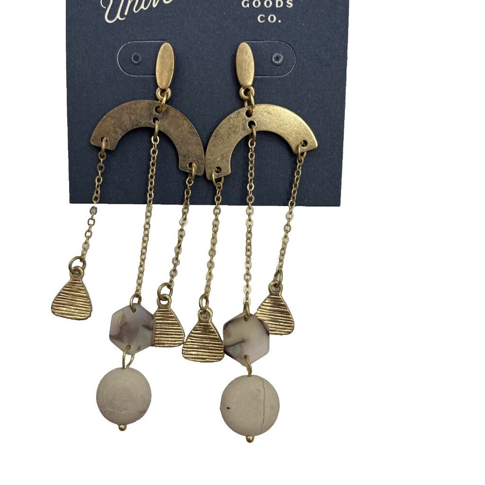 Universal Thread Womens Dangle Earrings Boho Chain Drop Semi Precious - Picture 3 of 4